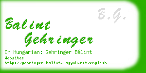 balint gehringer business card